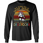 Vintage In A World Full of Daddy Sharks Be A DaddyCorn Hoodie - Sweatshirt - Long Sleeve, Black, Long Sleeve