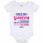 Dad's Not Sleeping He's Resting His Eyes Funny Baby Onesie - Baby Infant Bodysuit, White, Baby Onesie - 12 Month
