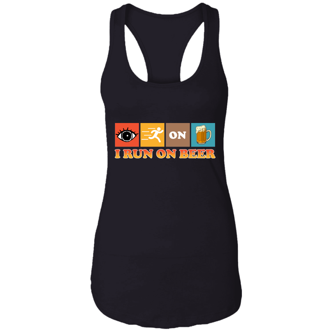 I Run On Beer Funny Drinking Team Beer Lover Gift Cotton Tank Top Tee - Racerback Tank, Black, Ladies Racerback Tank