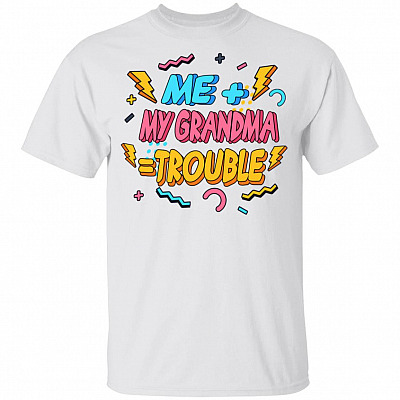 Me Plus Grandma Is Trouble Youth Shirt - Grandma Toddler Kids Shirt, White, Youth T-Shirt