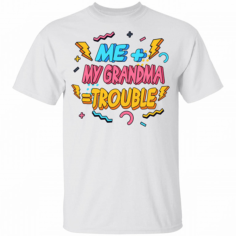 Me Plus Grandma Is Trouble Youth Shirt - Grandma Toddler Kids Shirt, White, Youth T-Shirt
