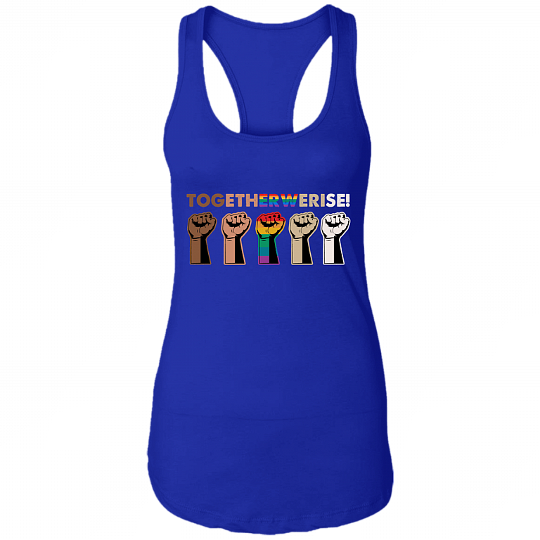 Together We Rise Tank Top - Black Lives Matter Tank Top - Equality Social Justice Tank Top, Royal, Ladies Racerback Tank