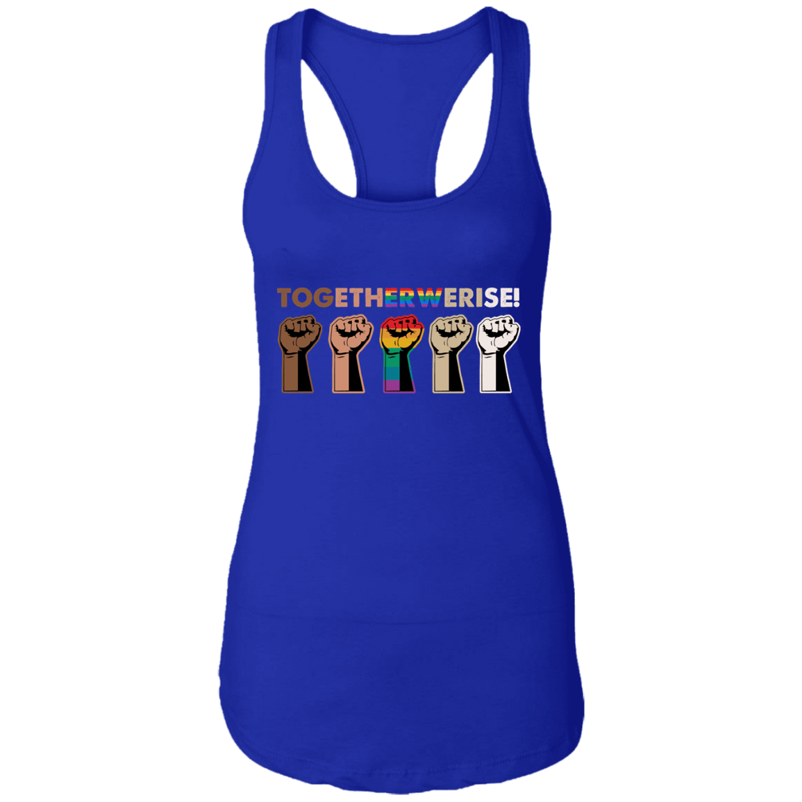 Together We Rise Tank Top - Black Lives Matter Tank Top - Equality Social Justice Tank Top, Royal, Ladies Racerback Tank