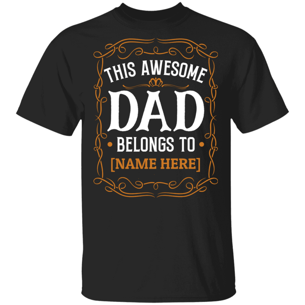 Personalized This Awesome Dad Belongs To Vintage Father's Day Gifts T-shirt, Black, Unisex T-Shirt