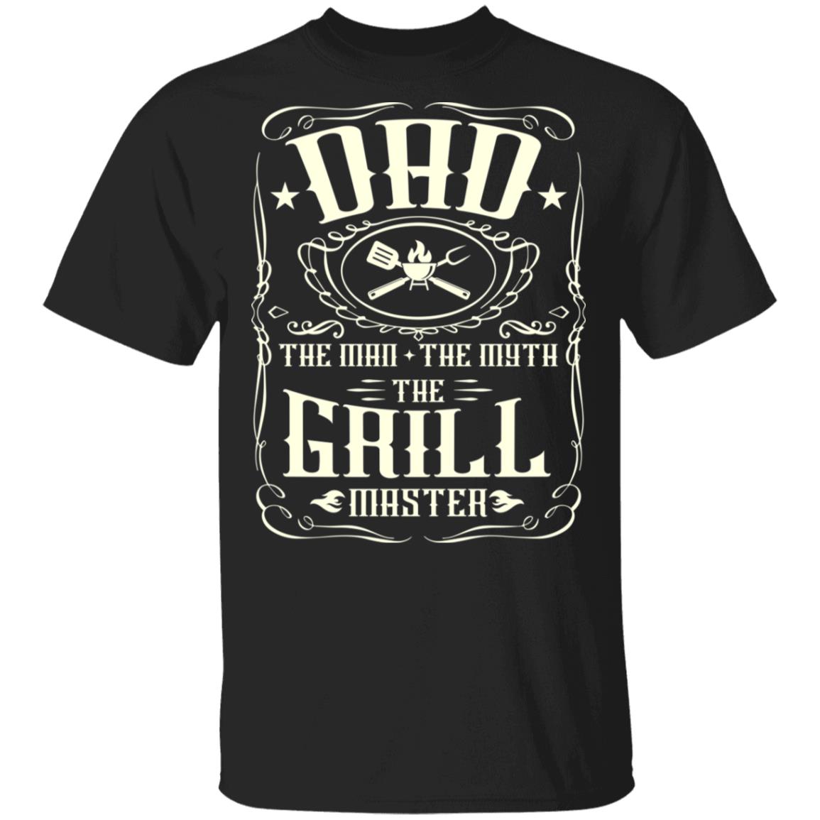 Dad Man Myth Grill BBQ Master Father's Day Gifts T-shirt, Black, Unisex T-Shirt