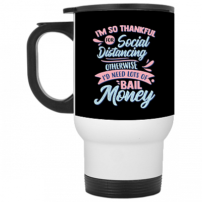 14 oz. White Travel Mug