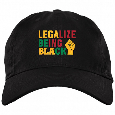 Legalize Being Black Twill Cap - High-Profile Snapback -Trucker Hat, Black, Brushed Twill Dad Cap