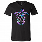 Salty Lil Beach Funny Turtle T-Shirt - V-Neck - Turtle Lover Shirt, Black, V-Neck T-Shirt