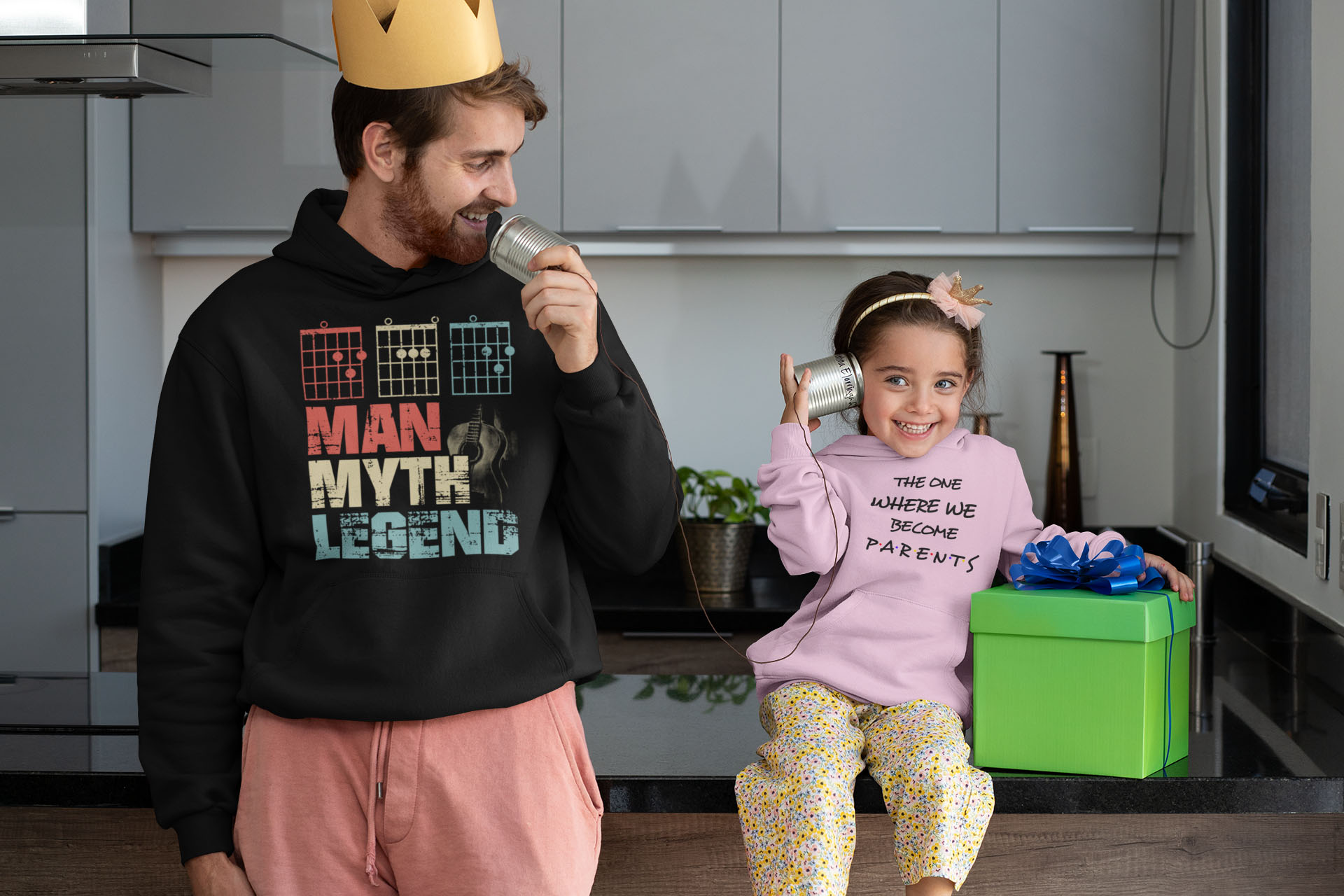 Best Dad Guitar Man Myth Legend Notes Hoodie Sweatshirt-mockup-featuring-a-man-playing-with-his-daughter-on-father-s-day