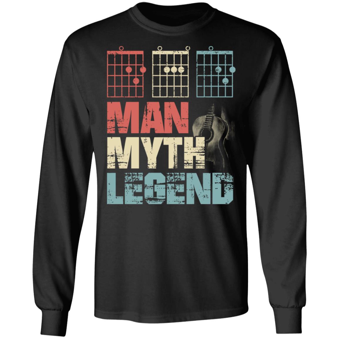 Best Dad Guitar Man Myth Legend Notes Hoodie Sweatshirt - Best Guitar Dad Chords Father's Day Guitarist Shirt, Black, Long Sleeve