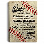 To My Dad Baseball Saying Canvas Poster, White, 0.75'' Framed Canvas