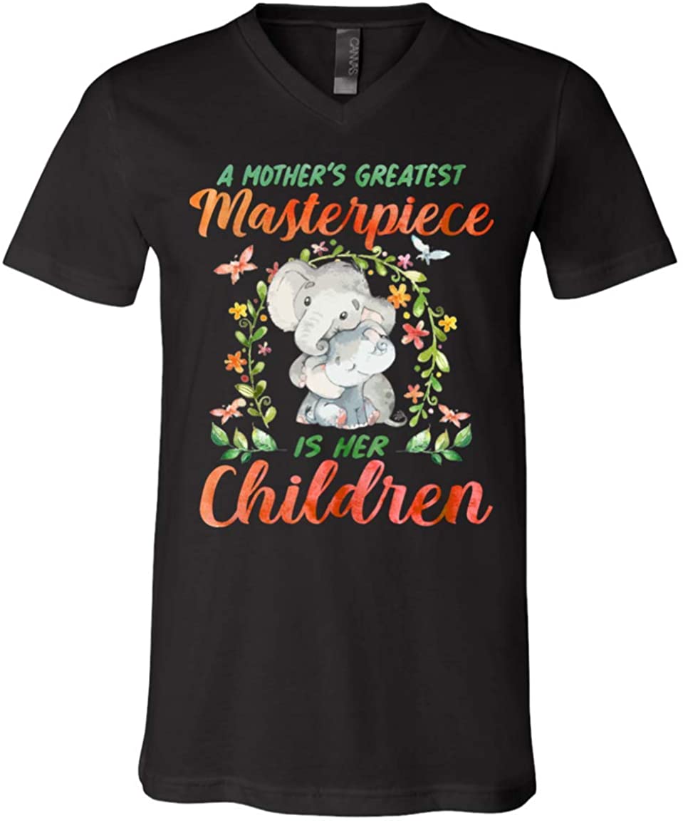 A Mother's Greatest Masterpiece is Her Children T-Shirt - V-Neck Shirt, V-neck T-Shirt, Black