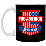 Pro America Anti Trump American Flag Ceramic Coffee Mug - Beer Stein - Water Bottle - Color Changing Mug, Black, 11 oz. White Mug