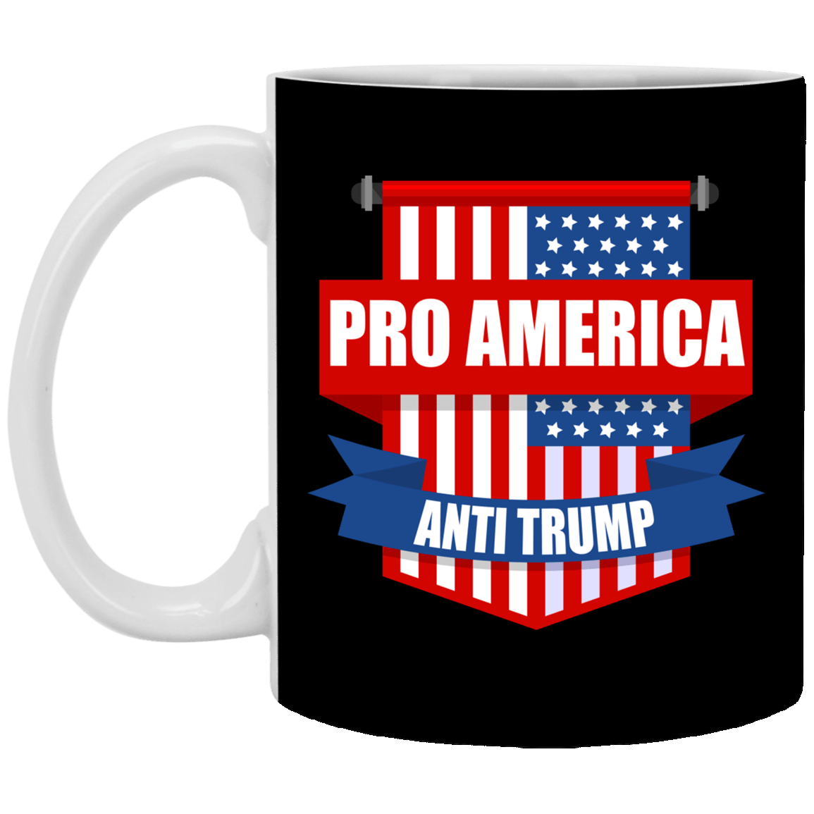 Pro America Anti Trump American Flag Ceramic Coffee Mug - Beer Stein - Water Bottle - Color Changing Mug, Black, 11 oz. White Mug Pro America Anti Trump American Flag Ceramic Coffee Mug - Beer Stein - Water Bottle - Color Changing Mug, Black, 11 oz. White Mug