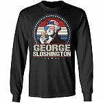 George Sloshington 4th of July Hoodie - Sweatshirt - Long Sleeve Shirt, Black, Long Sleeve