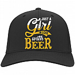 Just A Girl Who In Love With Beer Twill Cap Hat - Funny Beer Lover Saying Gift High-Profile Snapback Hat, Black, Twill Cap
