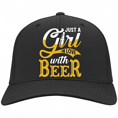 Just A Girl Who In Love With Beer Twill Cap Hat - Funny Beer Lover Saying Gift High-Profile Snapback Hat, Black, Twill Cap