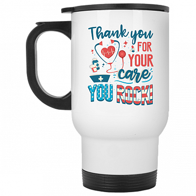 14 oz. White Travel Mug