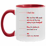 I Can't Even and Mom Is Awake Mother's Day Accent Mug, White/Red, 11 oz. Accent Mug
