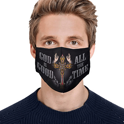Alternative view of God Is Good All The Time Washable Reusable Custom – Christian Printed Cloth Face Mask Cover
