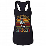 Vintage In A World Full of Daddy Sharks Be A DaddyCorn Cotton Tank Top Tee - Ladies Racerback Tank, Black, Ladies Racerback Tank