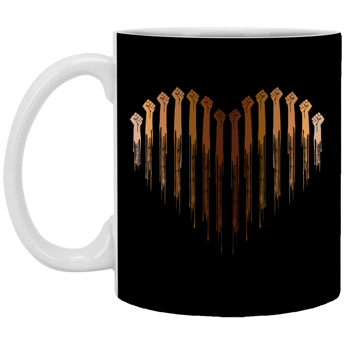 Hands Love With Dark Skin Tone - Black Lives Matter Heart Ceramic Coffee Mug - Beer Stein - Water Bottle, Black, 11 oz. White Mug Hands Love With Dark Skin Tone - Black Lives Matter Heart Ceramic Coffee Mug - Beer Stein - Water Bottle, Black, 11 oz. White Mug
