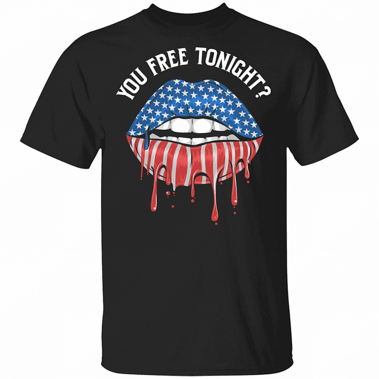 American Lips 4th of July T-Shirt, Black, Unisex T-Shirt