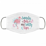 Sandy Toes And Salty Lips - Flamingo Face Mask Cover, White, Cloth Face Mask