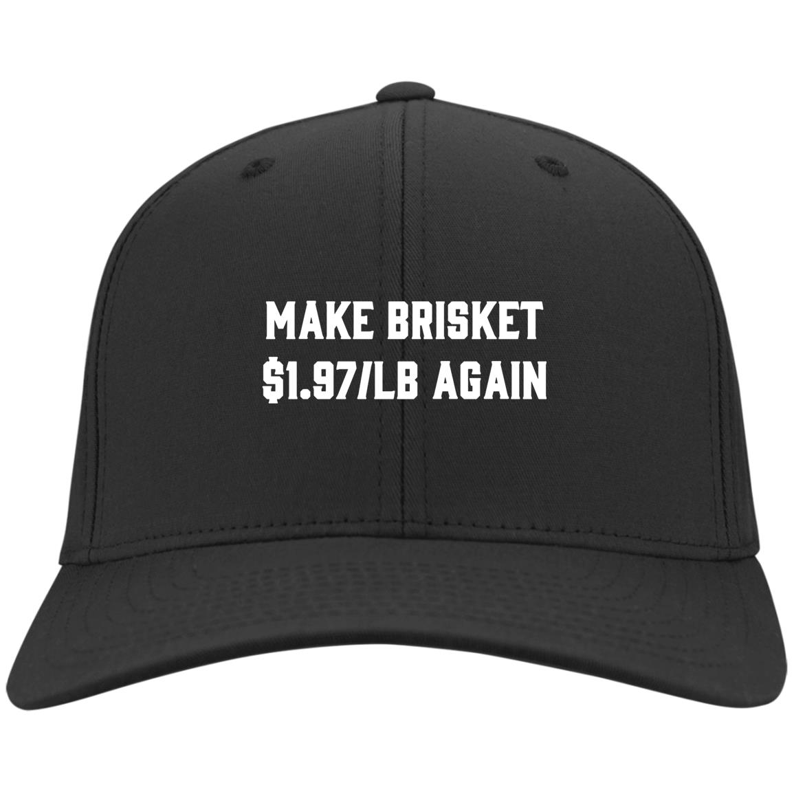 Make Brisket $1.97/LB Again Twill Cap - High-Profile Snapback Hat - Trucker Hat - Beanie - Knit Cap, Black, Twill Cap