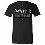 Cum Hair Don't Care Funny T-Shirt - Gym Hair Shirt, Black, V-Neck T-Shirt