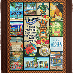 Hawaii A Place Your Heart Will Always Be Fleece Blanket - Premium Mink Sherpa Blanket - Woven Blanket, White, Cozy Plush Fleece Blanket - 50x60