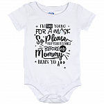 I'm Too Young So Please Keep Your Distance BW Ver Baby Onesie - Baby Infant Bodysuit - Funny Infant Onesie, White, Baby Onesie - 12 Month