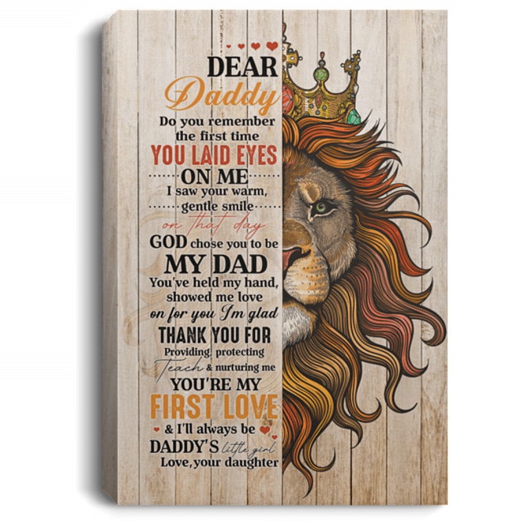 Dear Daddy I Saw Your Warm Gentle Smile Gift For Dad From Daughter Gallery Wrapped Framed Canvas Prints, White, 0.75'' Framed Canvas
