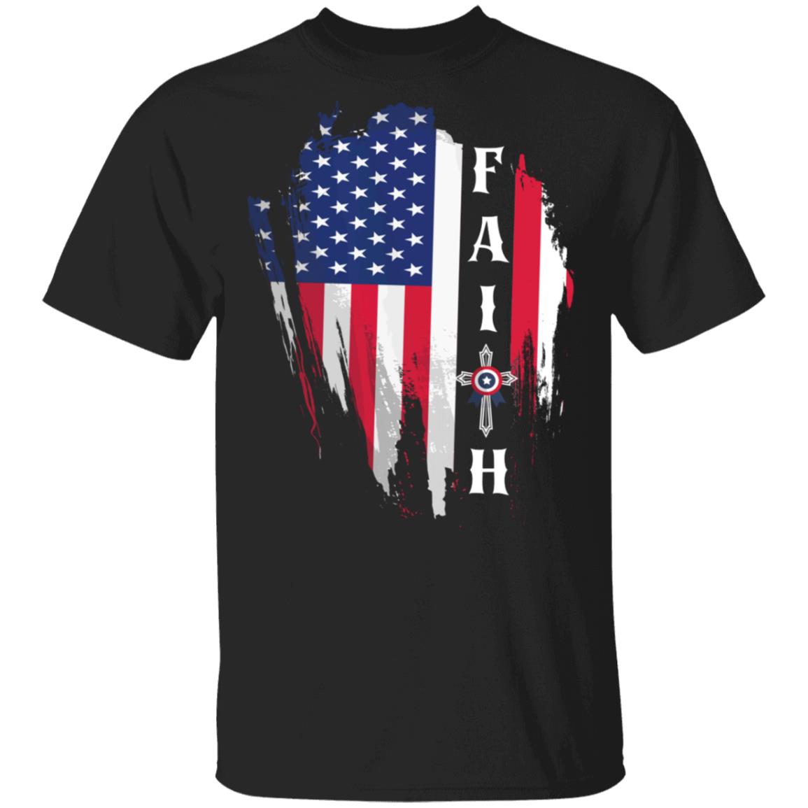 Faith American Flag T-Shirt - Christian Shirt, Black, Unisex T-Shirt