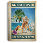 Swimming Beach and She Lived Happily Ever After Framed Canvas - Unframed Poster, White, 0.75'' Framed Canvas