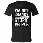 I'm Not Cranky I Just Have A Violent Reaction To Stupid People Funny Sarcasm T-Shirt - V-Neck, Black, V-Neck T-Shirt