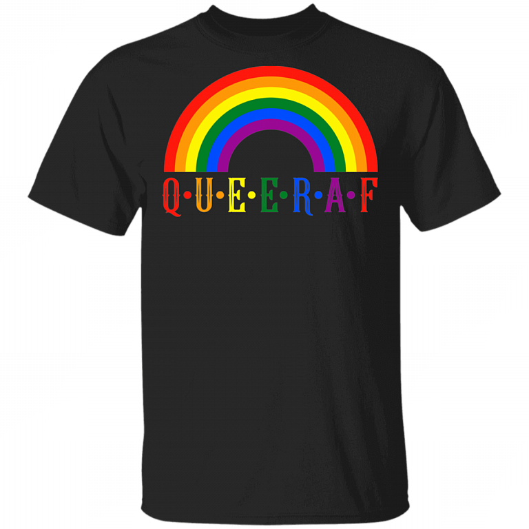 Queer AF Shirt - Rainbow Shirt - Gay Lesbian Pride Shirt - LGBTQ Pride Shirt - Asexual Bisexual Pride Shirt, Black, Unisex T-Shirt
