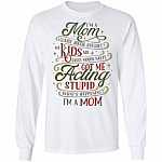 I’m a Mom Classy Bougie Ratchet My Kids Are Sassy Moody Funny Mom-Life Hoodie - Sweatshirt, White, Long Sleeve