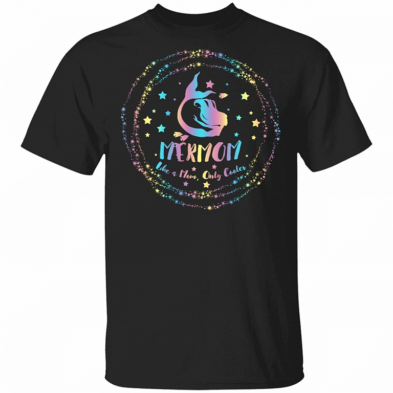 Mermom T-Shirt - Funny Mom Shirt, Black, Unisex T-Shirt