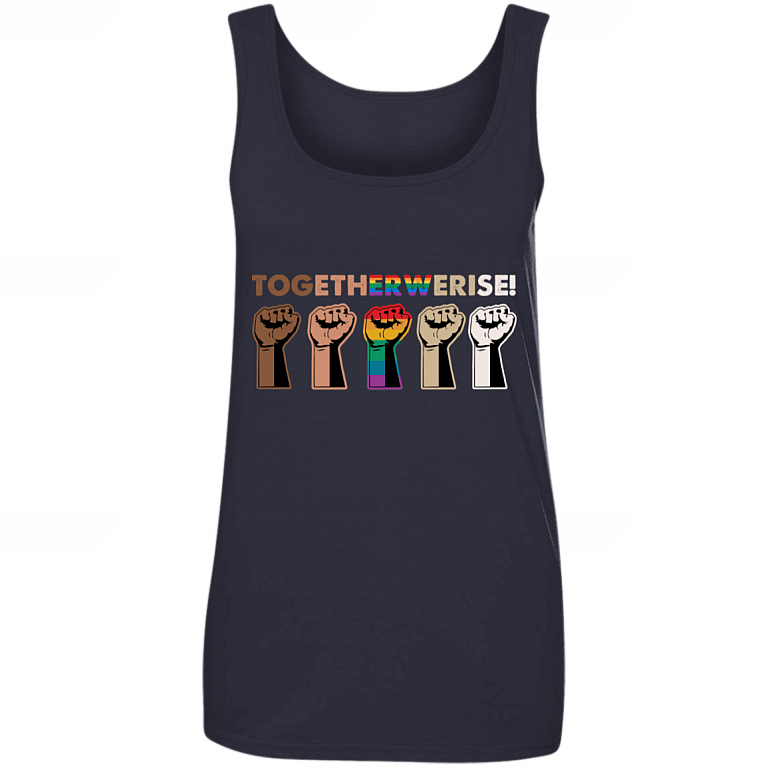 Together We Rise Tank Top - Black Lives Matter Tank Top - Equality Social Justice Tank Top, Navy, Ladies Tank Top
