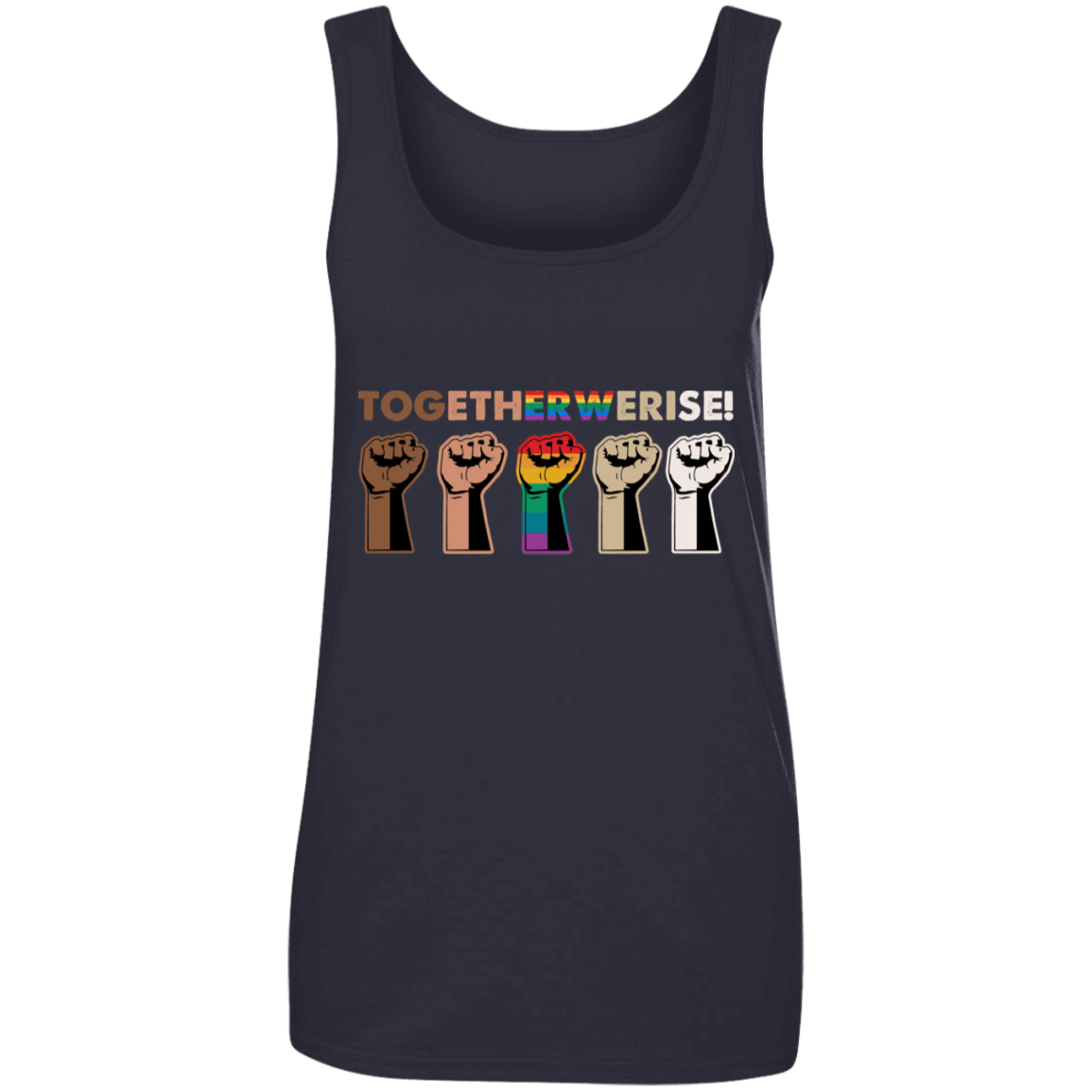 Together We Rise Tank Top - Black Lives Matter Tank Top - Equality Social Justice Tank Top, Navy, Ladies Tank Top