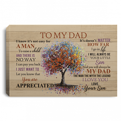To My Dad From Son Tree Saying Canvas, White, 0.75'' Framed Canvas