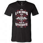 Legends are Born in November T-Shirt, Black, V-Neck T-Shirt