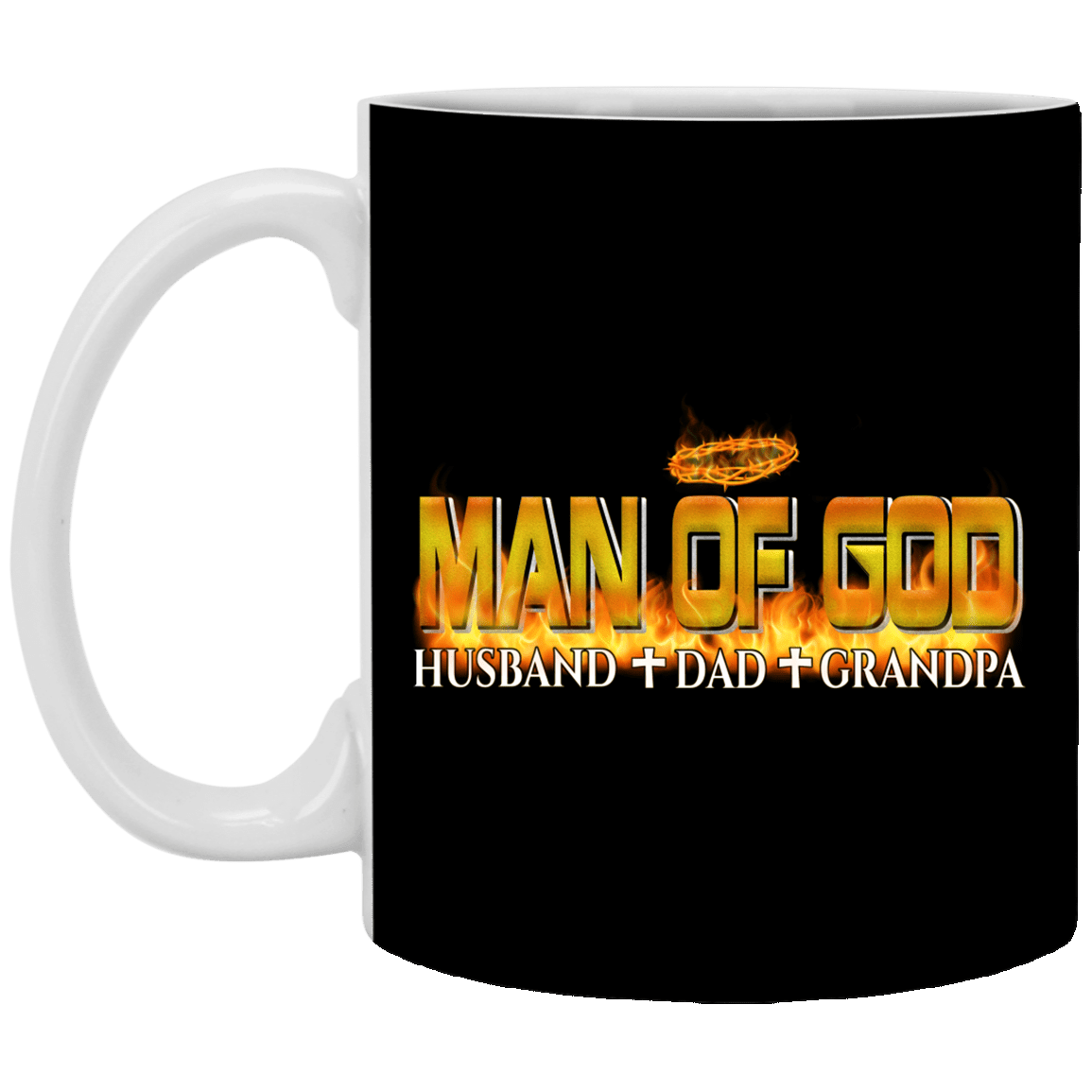 Man of God Husband Dad Grandpa Ceramic Coffee Mug - Beer Stein - Water Bottle - Color Changing Mug, Black, 11 oz. White Mug Man of God Husband Dad Grandpa Ceramic Coffee Mug - Beer Stein - Water Bottle - Color Changing Mug, Black, 11 oz. White Mug