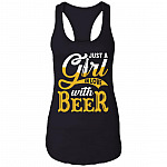 Just A Girl In Love With Beer Tank Top, Black, Ladies Racerback Tank