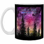 I Am At Home Among The Trees Ceramic Coffee Mug - Beer Stein -Water Bottle - Camping Mug, Black, 11 oz. White Mug