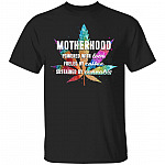 Motherhood T-Shirt - Funny Cannabis Mom Shirt, Black, Unisex T-Shirt