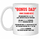 Personalized Bonus Dad Definition Ceramic Coffee Mug - Color Changing Mug - Unique Bonus Dad Gift, White, 11 oz. White Mug