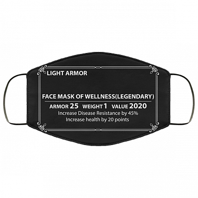 Light Armor Face Mask Of Wellness Legendary Washable Reusable Custom – Printed Cloth Face Mask Cover, Black, Cloth Face Mask