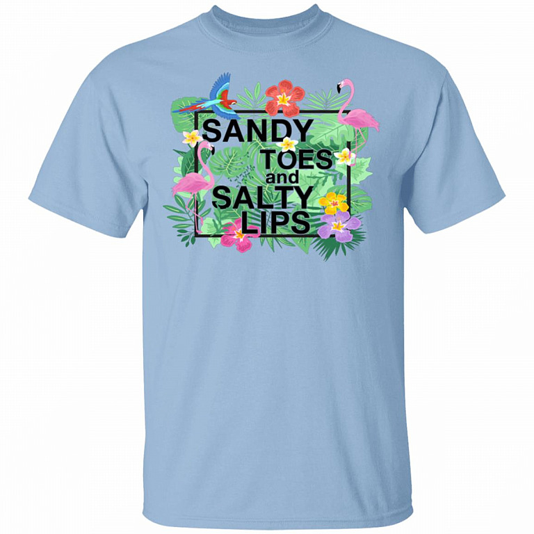 Sandy Toes And Salty Lips T-Shirt - Funny Love Beach Shirt, Light Blue, Unisex T-Shirt